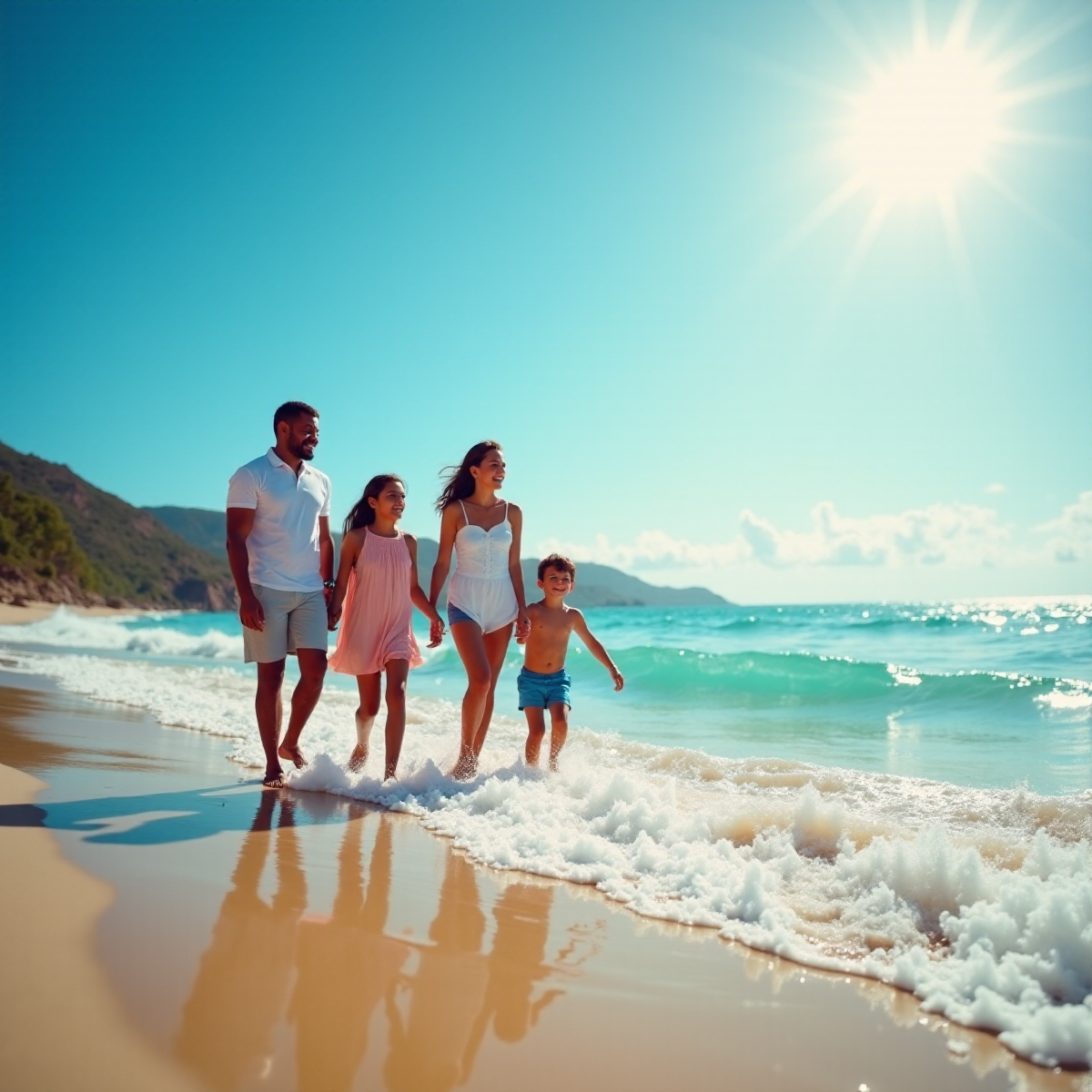 familia en playa